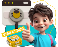 Тестирование & Vibe Debug. Охотники за багами - КИБЕРшкола программирования для детей, компьютерные курсы для школьников, начинающих и подростков - KIBERone г. Алтуфьевский